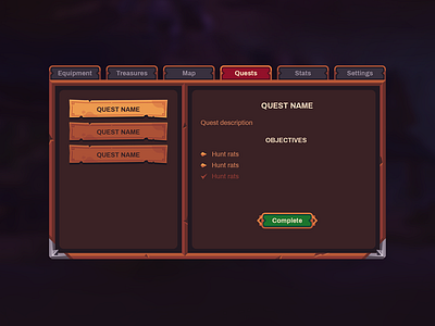 Tiny Guild UI design fantasy game interface medieval menu quest rpg ui vector