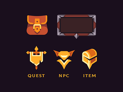 Tiny Guild - UI elements backpack bag chest design fantasy game goblin icon inventory medieval npc quest ui vector