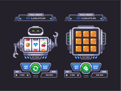 Game machines card casino design game illustration machine robot scratch slot ui vector