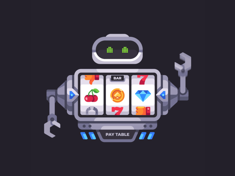 Slot machine animation animation casino design game gif icon interface online robot slot machine ui vector