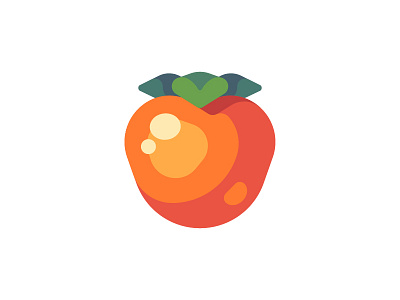 Persimmon daily design exotic flat fruit icon illustration kaki persimmon sharon vector