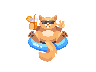 Pet resort cat cocktail daily design flat hotel illustration pet resort vacation vector