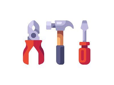 Carpenter tools carpenter daily design flat hammer icon illustration pliers repair screwdriver tools vector