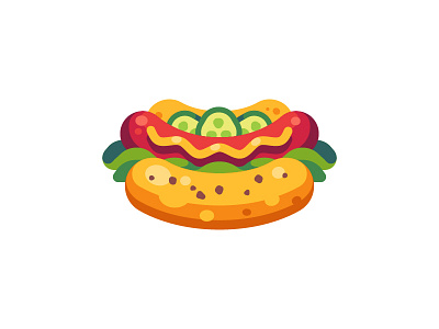 Hot dog daily design fast food flat hot dog icon illustration salad sausage vector