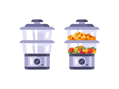 Steamer appliances cooking daily design equipment flat icon illustration kitchen rice steamer vector