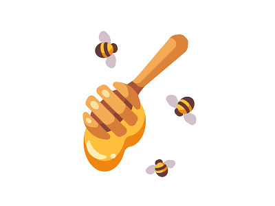 Honey bee daily design dipper flat honey icon illustration propolis spoon vector