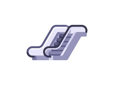 Escalator airport daily design elevator escalator flat icon illustration ladder moving stairs vector