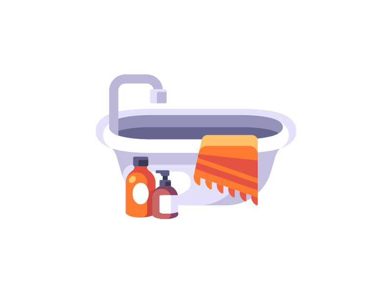 Bathtub bath bathtub daily design flat icon illustration shower vector wellness