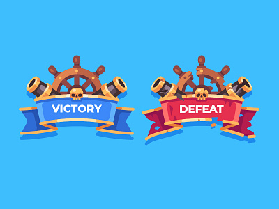 Battle result flat design game illustration mobile pirate vector