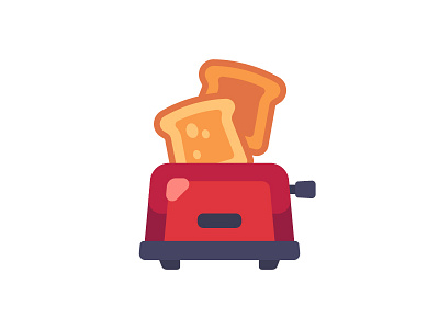 Toaster bread daily design flat icon illustration kitchen toaster vector