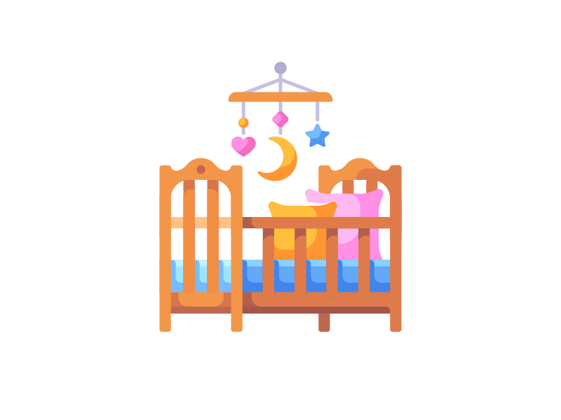 Crib baby bed cradle crib daily design flat icon illustration vector