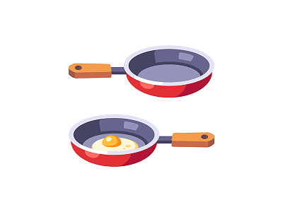 Frying pan cooking daily design egg flat frying pan icon illustration vector