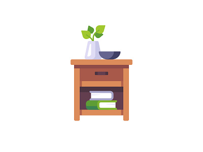 Nightstand bedside daily design flat furniture icon illustration nightstand table vector