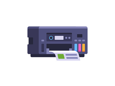 Printer copier daily flat design icon illustration office printer printing vector