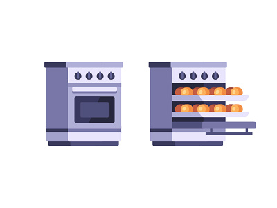 Oven baking cooking daily flat design icon illustration oven stove vector