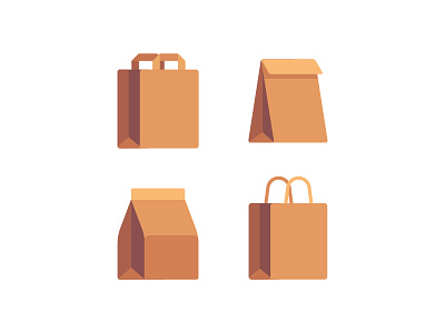 Paper bags bag brown daily flat design icon illustration packaging paper recycled vector