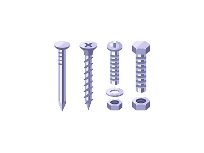 Fasteners bolt daily design fastener flat icon illustration nail screw vector