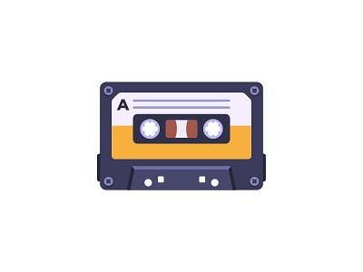 Cassette tape cassette daily design flat icon illustration mix retro tape vector