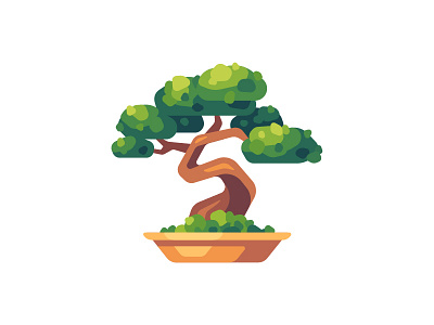 Bonsai bonsai daily design flat icon illustration tree vector