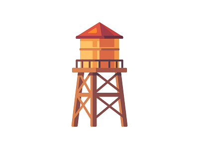 Water tower daily design flat icon illustration vector water tower