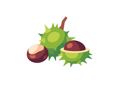 Chestnuts daily design flat horse chestnut icon illustration vector