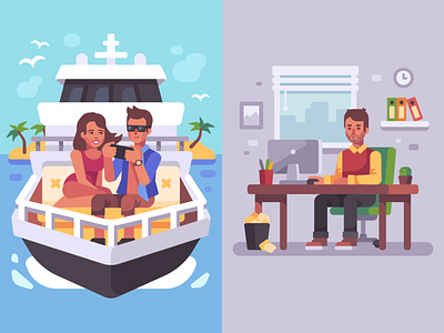 Illustrations for an ad character design flat illustration vector