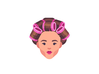 Curlers beauty curlers daily design flat girl icon illustration vector