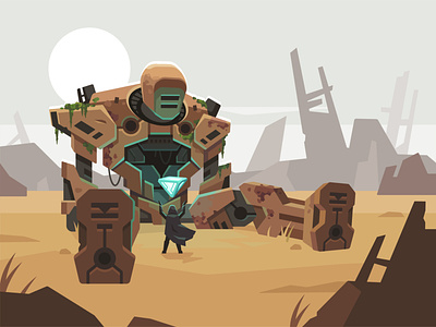 March of robots #1 - Element challenge illustration march of robots post apocalyptic robot vector wasteland