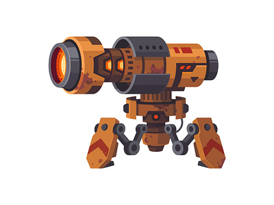 March of robots #2 - Cannon cannon character illustration march of robots robot rusty vector