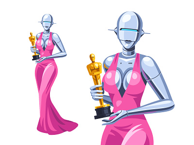 March of robots #21 - Award academy awards actress award character gynoid illustration march of robots oscar robot vector