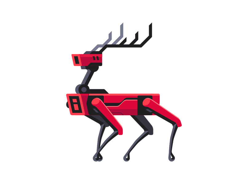 Robodeer animation boston dynamics christmas deer flat illustration new year robot vector