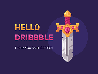 Hello Dribbble! design fantasy first shot flat game illustration sword vector weapon