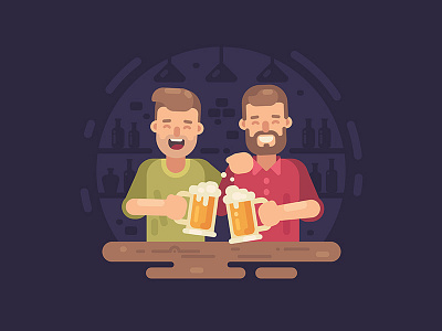 Beer buddies alcohol bar beer character design drink flat friend illustration man pub vector