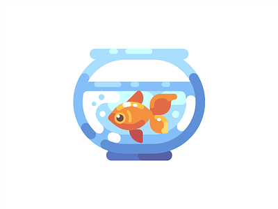 Fish tank aquarium design fish flat goldfish icon illustration tank vector water