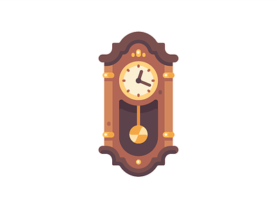 Grandfather clock antique clock design flat icon illustration old time vector