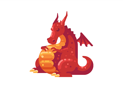 Sleeping dragon design dragon fairytale fantasy flat illustration vector