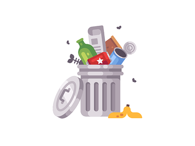 Trash can design dump flat garbage icon illustration junk trash trashcan vector