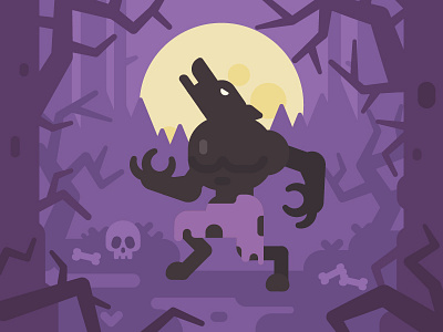 Werewolf cartoon character design fantasy flat halloween horror illustration monster scary shapeshifter vector werewolf