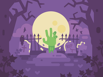 Zombie hand cartoon cemetery design fantasy flat halloween hand grave illustration vector zombie