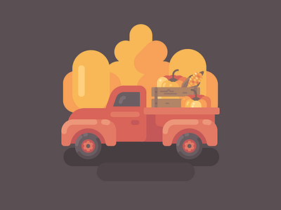 Farm truck autumn car country design fall farm flat harvest illustration market truck vector