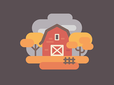 Autumn barn country design fall farm flat illustration landscape scene vector