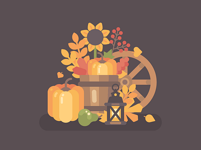 Autumn harvest autumn country design fall farm flat illustration pumpkin vector