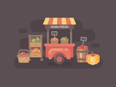 Farmers market autumn country design fall farm farm fresh flat food illustration vector