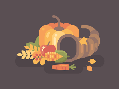 Cornucopia autumn country design fall flat harvest holiday illustration pumpkin thanksgiving vector