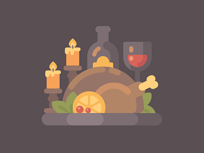 Thanksgiving dinner autumn design fall flat food holiday illustration thanksgiving turkey vector