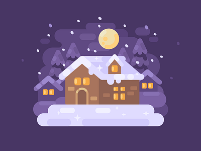 Winter village christmas design flat home house illustration snow vector village winter