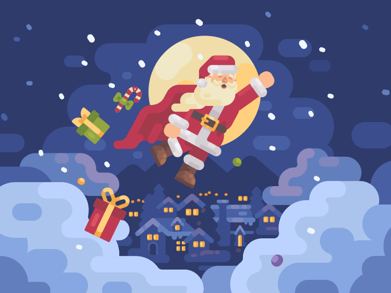 Super Santa superhero vector santa claus new year illustration flat design christmas character