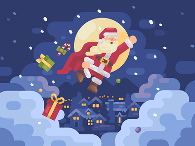 Super Santa character christmas flat design illustration new year santa claus superhero vector