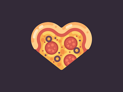 Pizza heart design flat food heart icon illustration love pizza vector