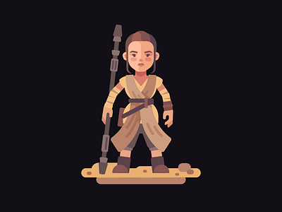 Rey character flat design jedi rey star wars